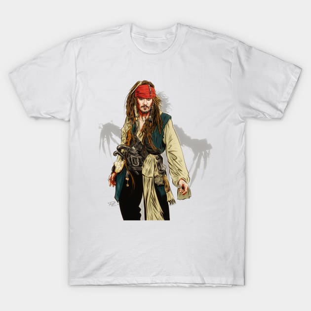 Johnny Depp - An illustration by Paul Cemmick T-Shirt by PLAYDIGITAL2020